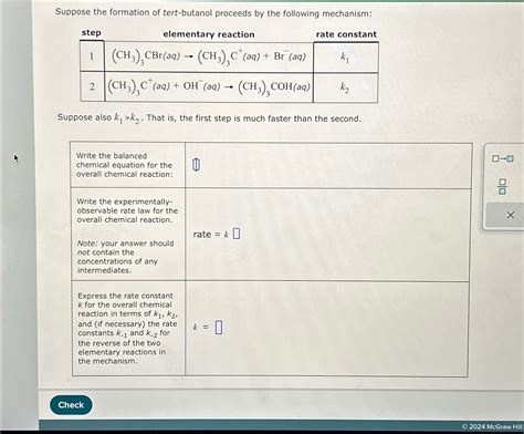 Solved Suppose The Formation Of Tert Butanol Proceeds By The Chegg