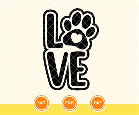 Love Text Svg, Paw Print Svg, Heart Svg, Dog Love Svg, Adopt, Dog ...