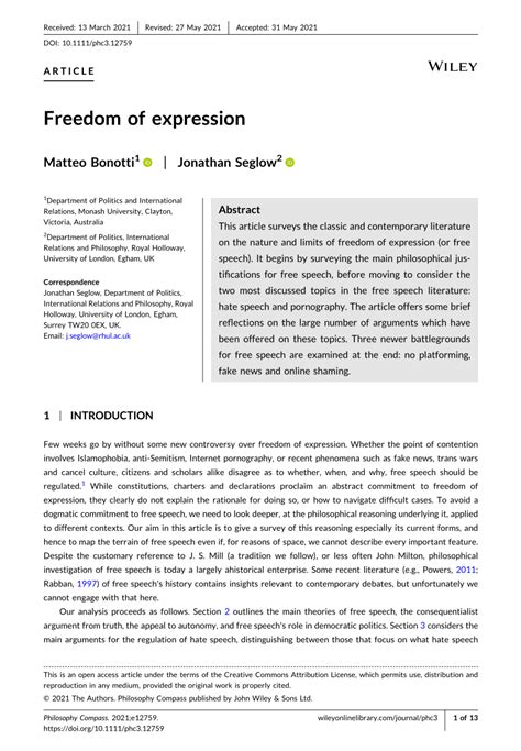 Pdf Freedom Of Expression