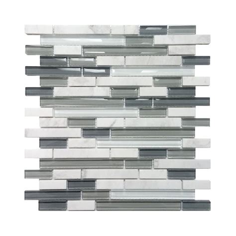 Avenzo 58 In Arctic Strip White And Gray Stoneglass Wall Tile Lowes Canada 899 Wall Tiles