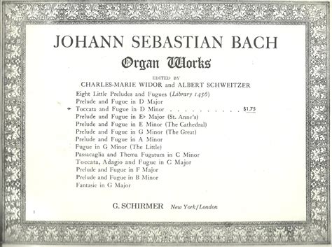 Johann Sebastian Bach, Organ Works by Edited by Charles-Marie Widor and ...