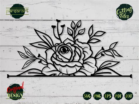 Split Rose Svg Monogram Svg Half Rose Clipart Split Flower Etsy