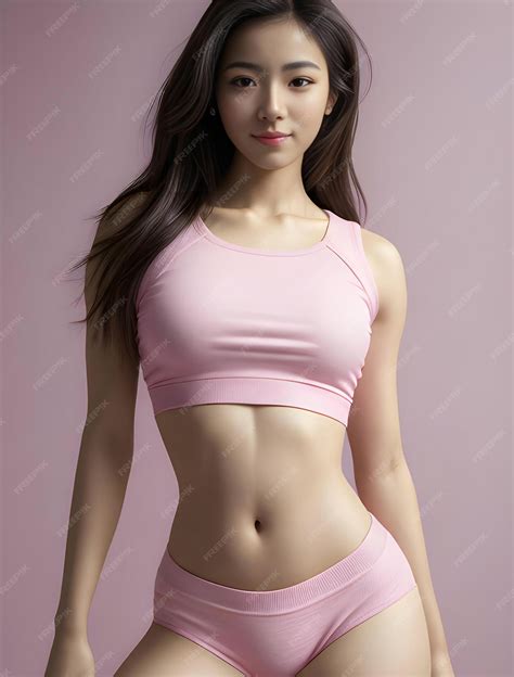 Premium Photo Sexy Asian Woman In Pink Sportswear With Perfect Body