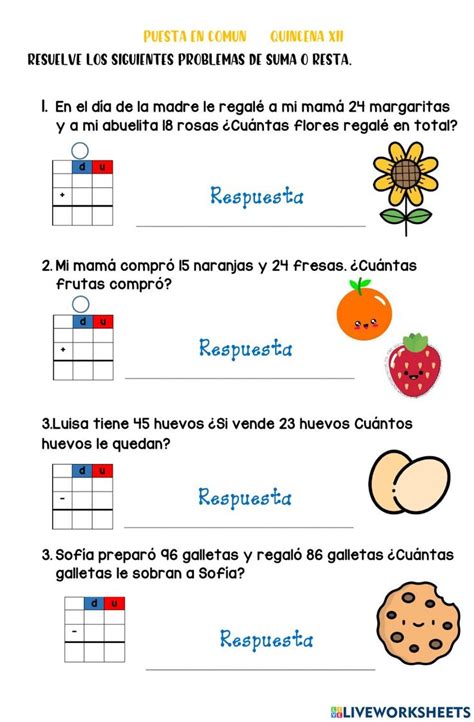 Problemas De Sum Y Resta Worksheet Ejercicios De Calculo Problemas