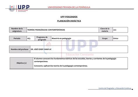 Plan Teorías Pedagógicas Contemporáneas Ppt