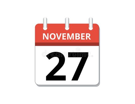 November 27th Calendar Icon Vector Concept Of Schedule Business And