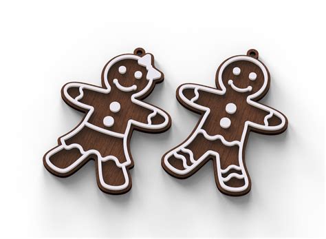 Gingerbread Christmas Ornaments Svg Laser Cut Files For Etsy