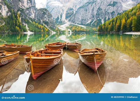 Lake Braies Also Known As Pragser Wildsee Or Lago Di Braies In ...