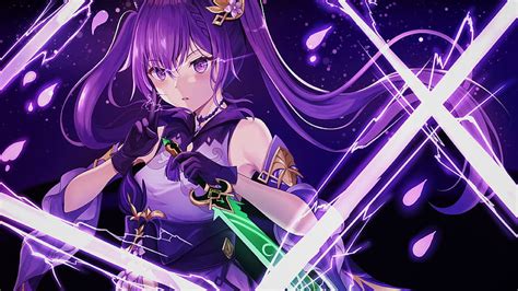 Purple Eyes Purple Hair Keqing Genshin Impact Hd Wallpaper Peakpx