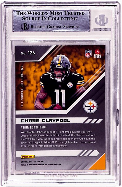 Chase Claypool Autographed 2020 Panini XR 126 Rookie Card Beckett Slab