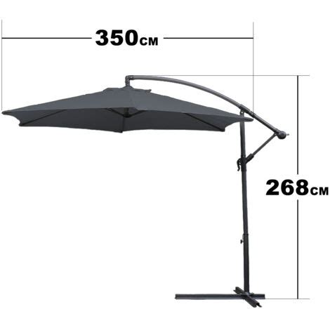 Tolletour Parasol Avec Led Cm Gris Avec Manivelle Support