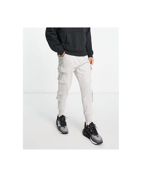 Bershka Loose Fit Utility Cargo Pants In Gray Black For Men Lyst