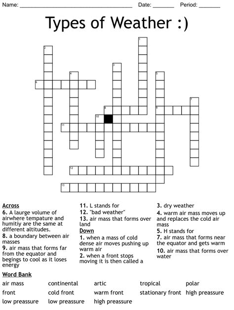 Types Of Weather Crossword Wordmint