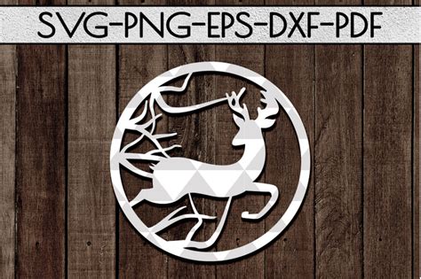 Deer Frame Papercut Template Wild Adventure Scenery Svg Pdf By Mulia