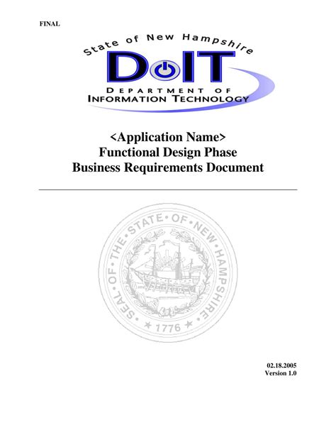 Free Printable Business Requirements Document Brd Templates Pdf Word