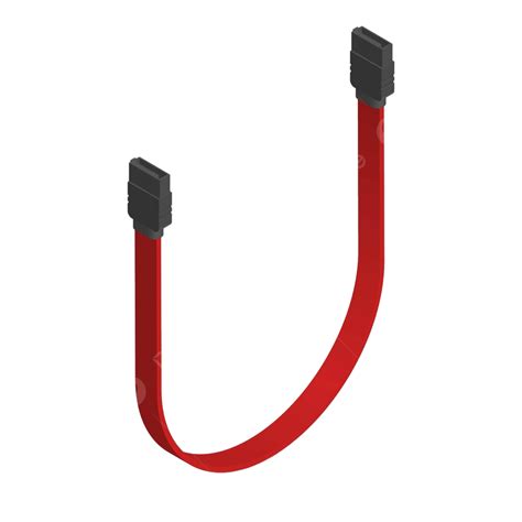 Illustration Of A Vectorized Sata Connector With A Red Cable In 3d