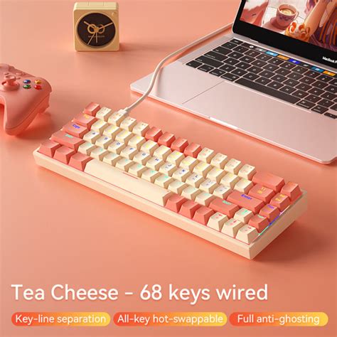 BOW Mechanical Keyboard 68 Keys Hot Swappable Mixed Backlight Detachable Type C G68S Wired