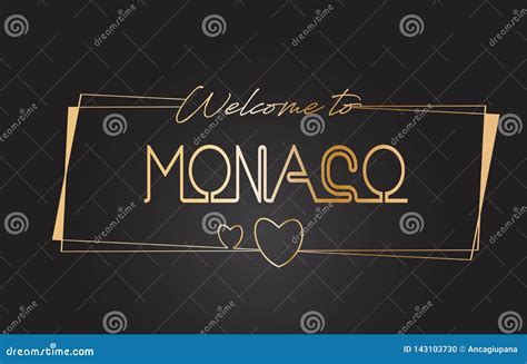 Monaco Welcome To Golden Text Neon Lettering Typography Vector