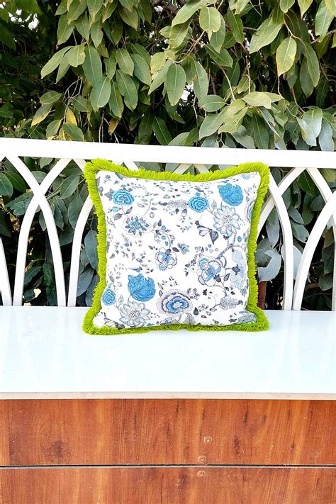 Buy Throwpillow Floral Print Fringe Cushion Cover Online Aza Fashions