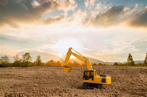 Crawler Excavator Is Digging Soil In The Construction Site Stock Image