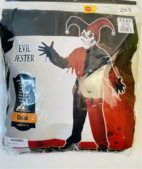 Evil Jester Child Boys Ghosts And Monsters Size 10 12 California Costume