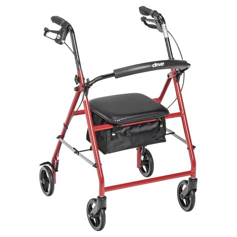 Drive Medical Rollator Rolling Walker with 6" Wheels, Red - Walmart.com