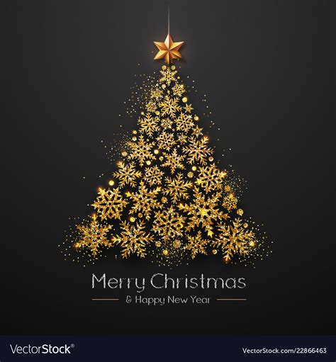 Christmas poster with golden tree Royalty Free Vector Image