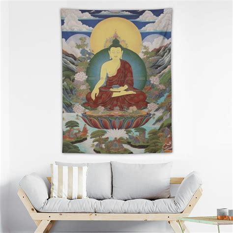 ONETECH Fengshui Silk Embroidery Tibetan Thangka Buddhism Shakyamuni