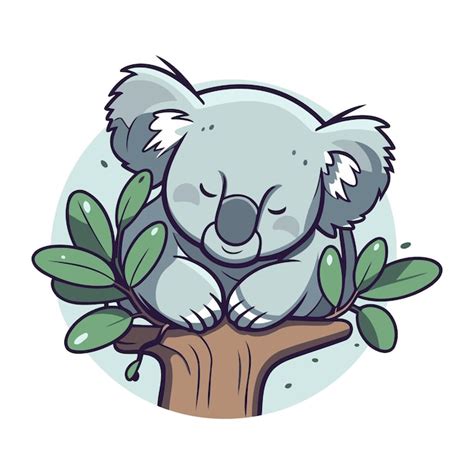 Premium Vector Cute Koala Sitting On A Tree Branch Vector Illustration