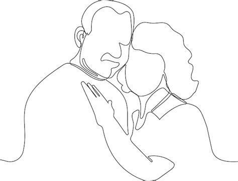 Premium Vector One Line Drawing Of Man Hugging Him Self Vector