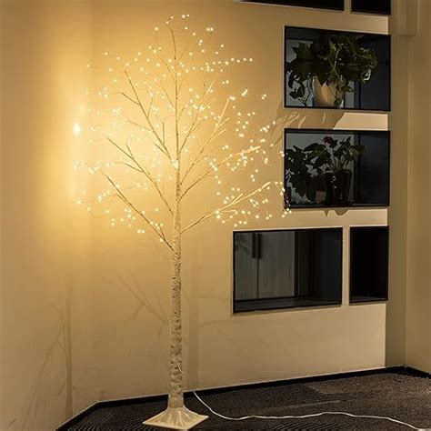 Eambrite Ft White Christmas Tree Lights Pre Lit Birch Twig Tree With