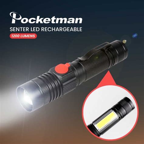 Jual Senter Led Rechargeable Xml T Cob Lm Pocketman P Di Lapak