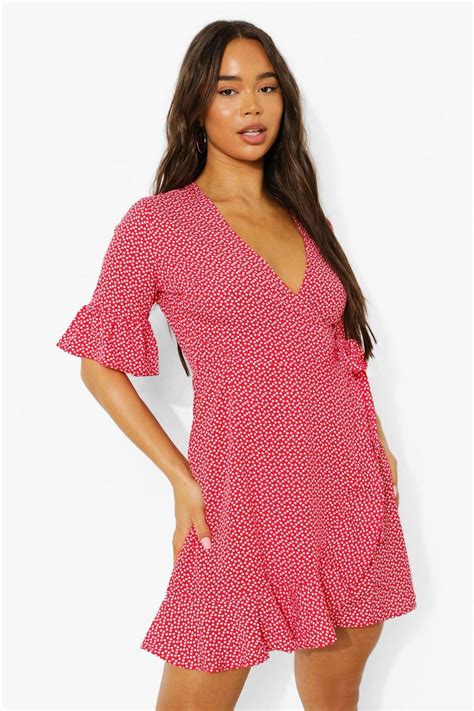 Polka Dot Wrap Tea Dress Boohoo