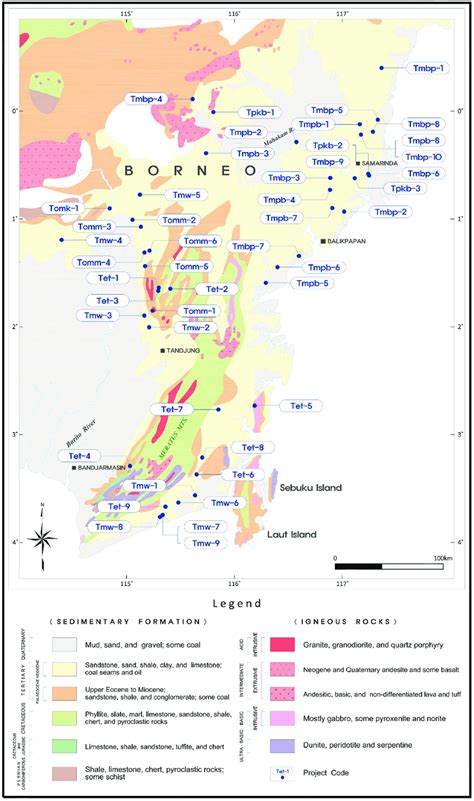 General Geological Map Of The Eastern Kalimantan Showing The Locations