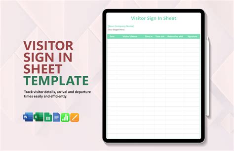 Visitor Sign in Sheet Template in Google Docs, Apple Pages, Apple ...