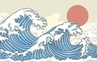 Japanese Waves Drawing