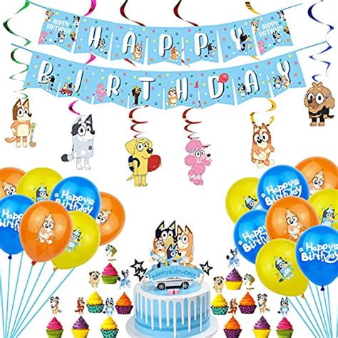 Sheepdog Bluey Theme Birthday Tableware Set For 10guests Include Bluey