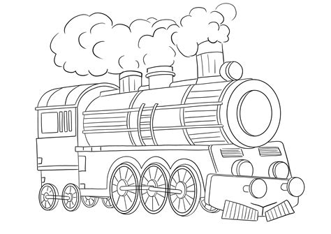 Steam Locomotive For Coloring And Free Printing Picture Easy To Color