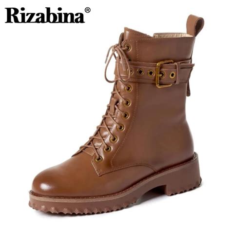 Rizabina 2021 Ins Mulheres Sapatos De Couro Real Moda Botas De