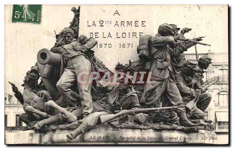 Old Postcard Le Mans Bas Relief Of The Statue Of General Chanzy