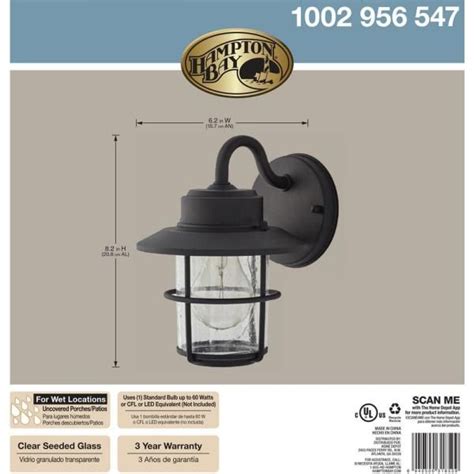 Hampton Bay In Light Black Outdoor Wall Lantern Sconce Pack