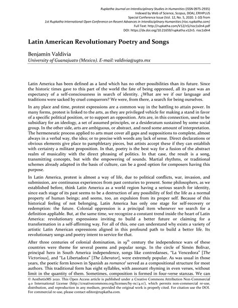 (PDF) Latin American Revolutionary Poetry and Songs