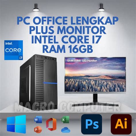 Jual PC RAKITAN MONITOR RAM 16GB PC FULLSET I5 I7 KOMPUTER I3