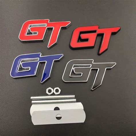 3D Metal GT Logo Letters Car Front Grill Rear Trunk Badge Sticker