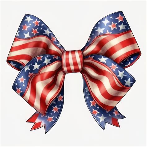 Premium Ai Image A Red White And Blue Bow With Stars On It Is Made