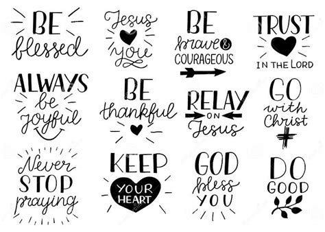 Set Of 12 Hand Lettering Christian Quotes Be Strong And Courageous