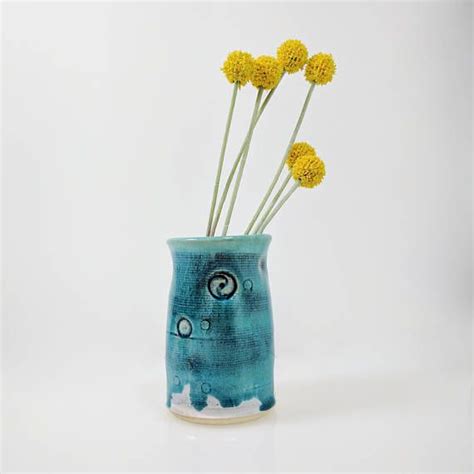 Turquoise Flower Vase Textured Flower Vase Ready To Ship Turquoise