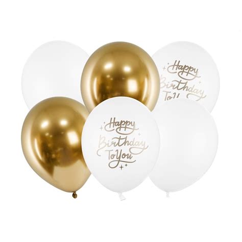 Luftballons Happy Birthday Wei Gold Mix St