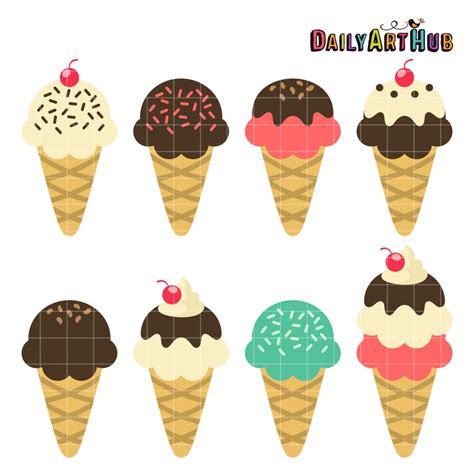 Ice Cream Cones Clip Art Set Daily Art Hub Graphics Alphabets Svg