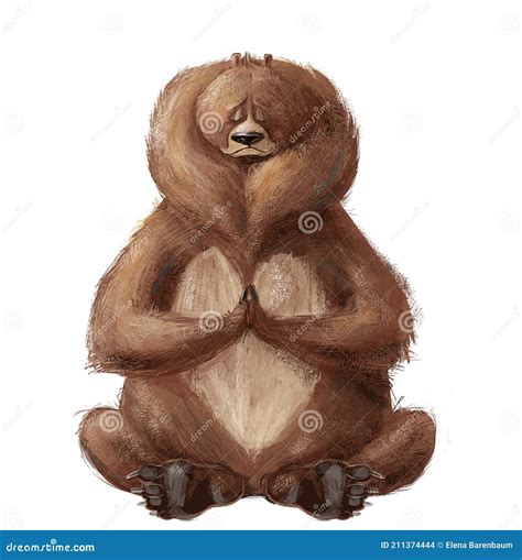 Ours De Dessin Animé Mignon Assis Dans La Pose De Yoga Illustration